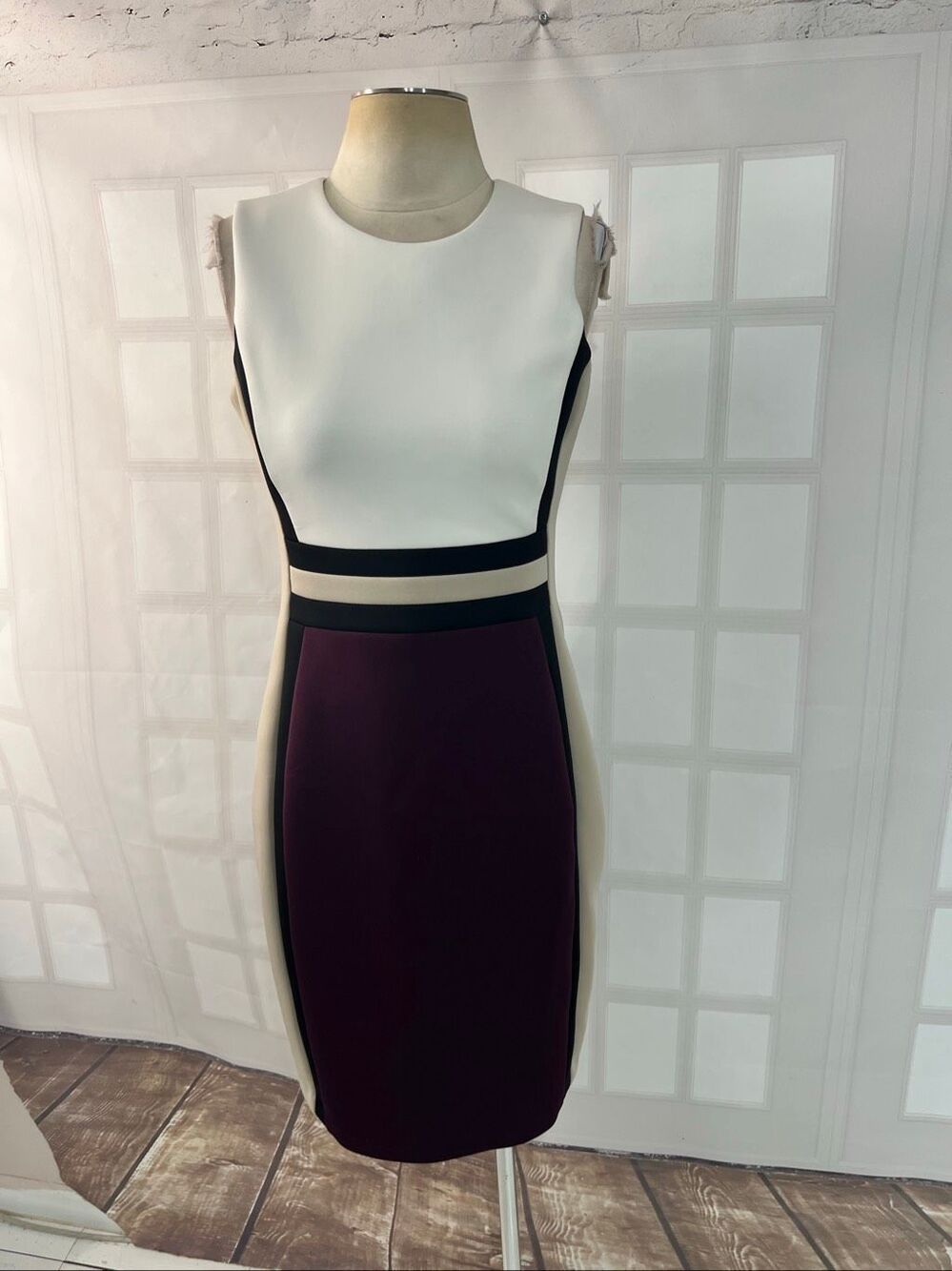 Calvin Klein Multicolor Jewel Neck Sleeveless Stretch Sheath Dress Size 6